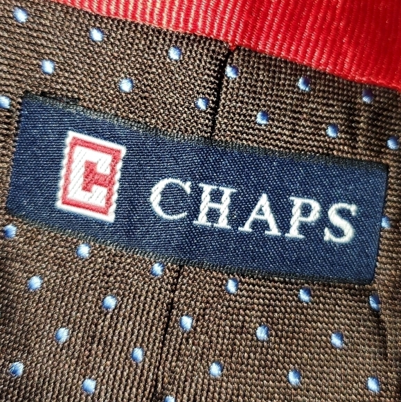 Dark Brown Tie with Small Blue Dots - NEW - Picture 4 of 7